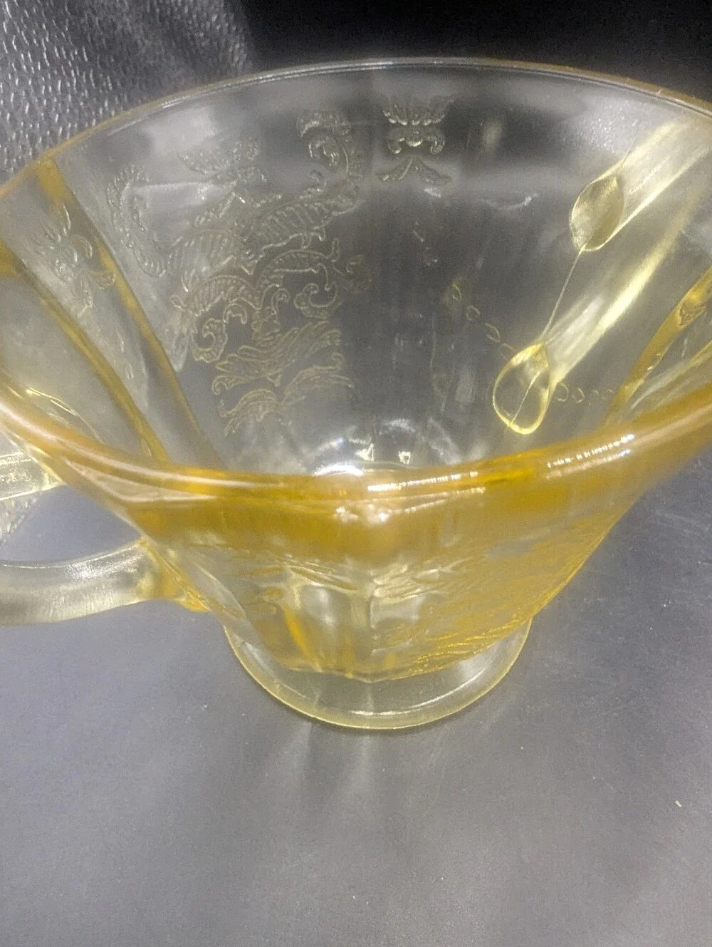 Vintage Federal Glass Madrid Pattern Yellow Depression Glass Creamer And Sugar